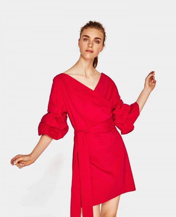 Wrap Crop Top in Tango Red